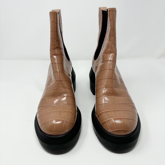 Stuart Weitzman Norah Croc Stamped Leather Lug Sole Boot EU 39 - Picture 3 of 10